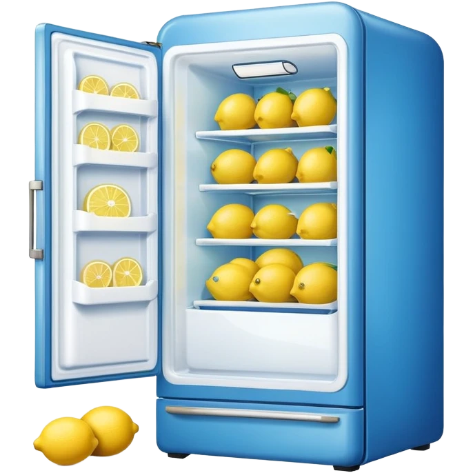 a blue refrigerator full of lemons emoji