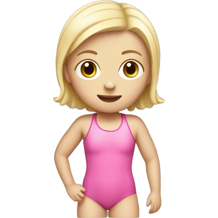 swimming little white girl with pink swimming suit emoji