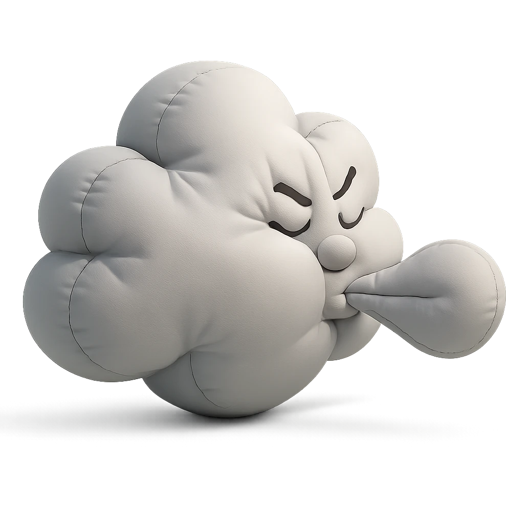 cloud blowing wind, soft plush cushion style emoji