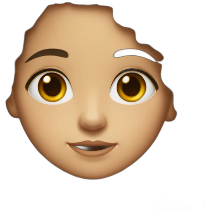 Niña morena con muchos rizos largos y ojos verdes claros emoji