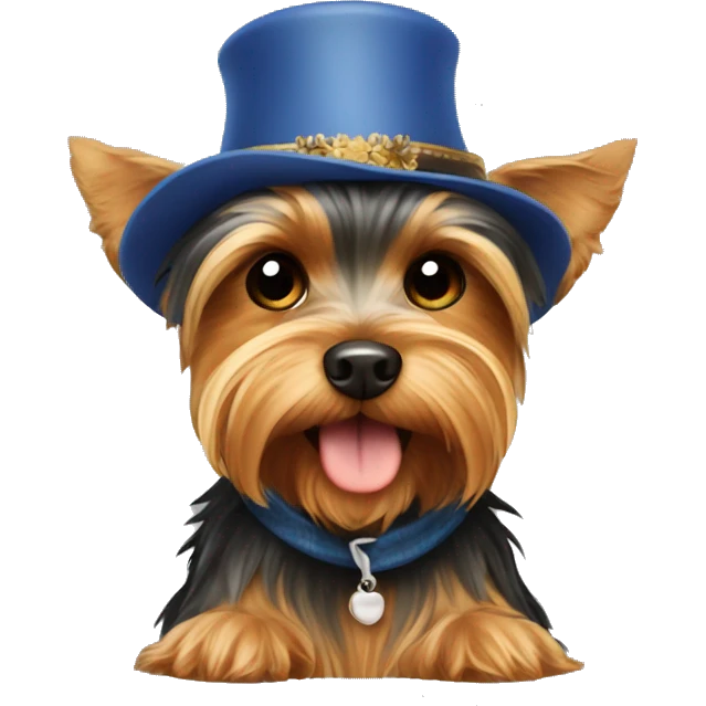 Dog Yorkshire Terrier with hat emoji