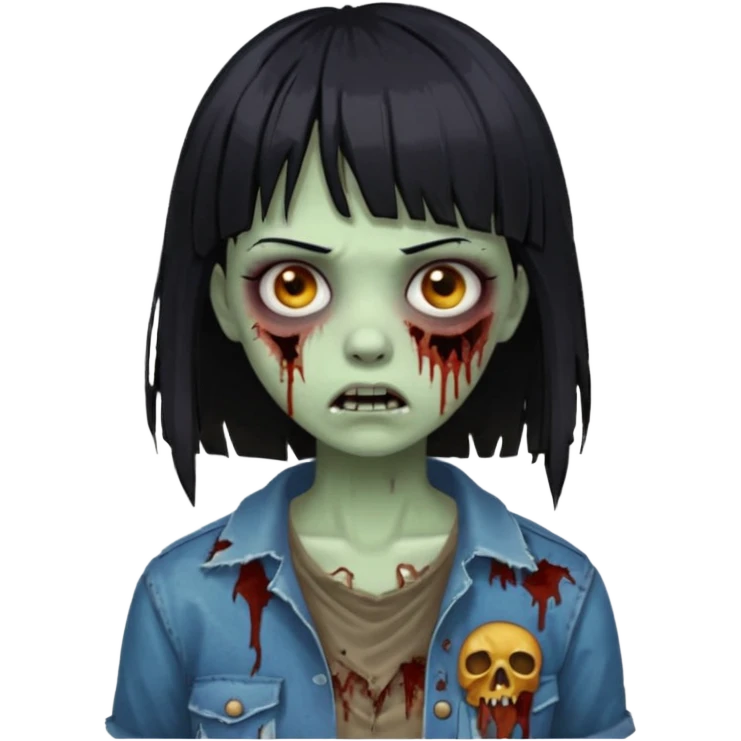 zombie girl with black hair and bangs emoji
