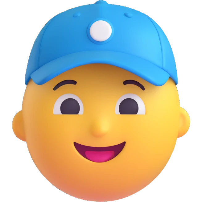 smiling emoji with blue cap emoji