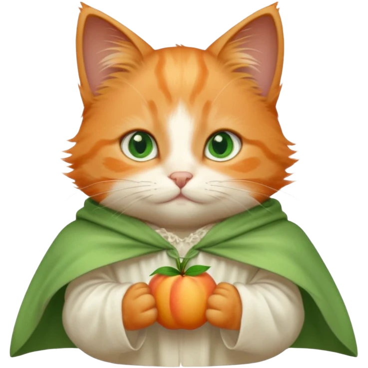 baby orange cat green eyes, in white cloak emoji