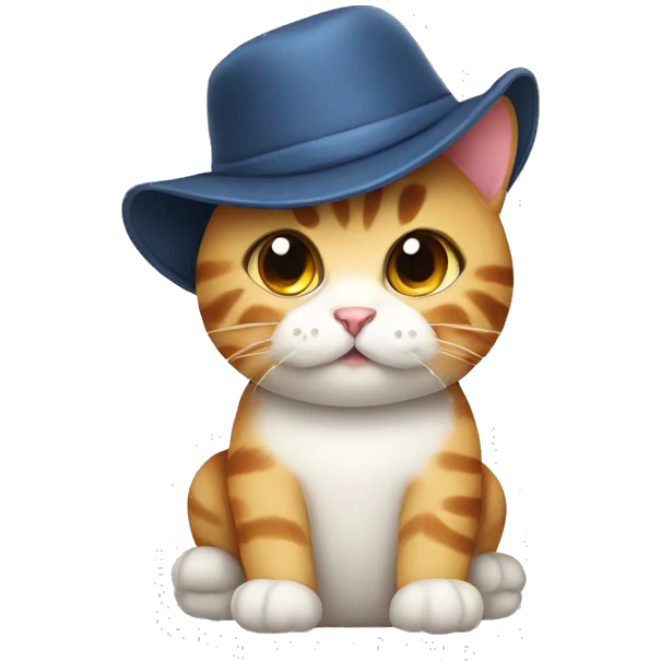 Cute cat with hat emoji