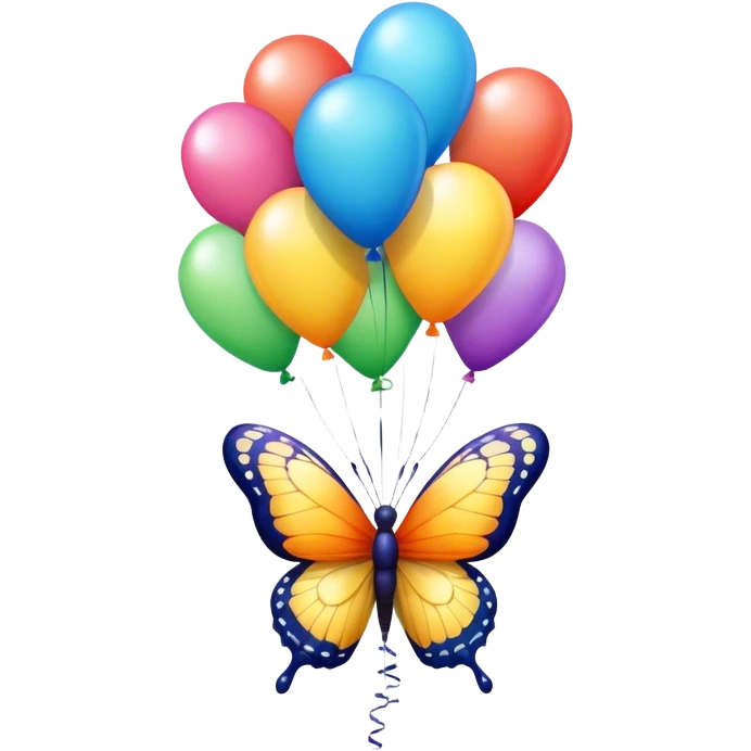 Butterfly ￼ with congratulations balloons ￼ emoji
