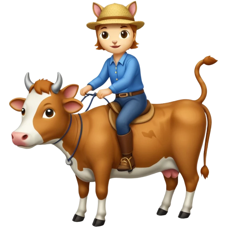 Cat riding cow emoji
