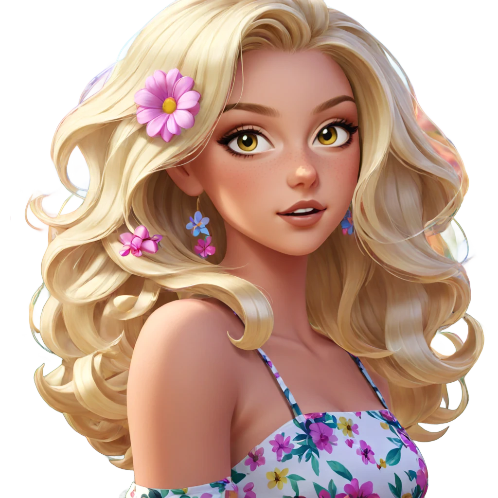 blonde girl in flower dress emoji