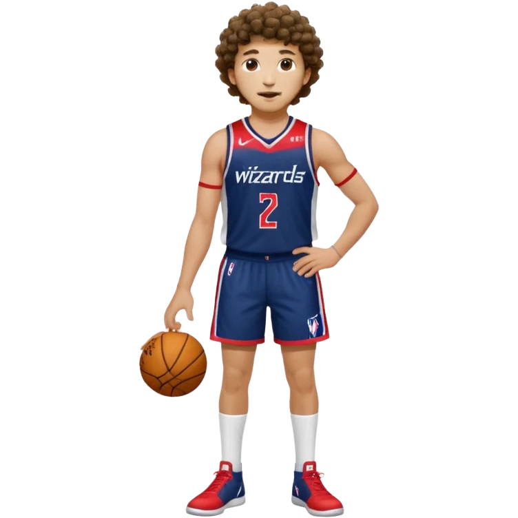 Curly hair short facial hair Washington Wizards Jersey white socks cover up the ankle legs and knees a right arm sleeve on your right arm full body Standing Tall emoji
