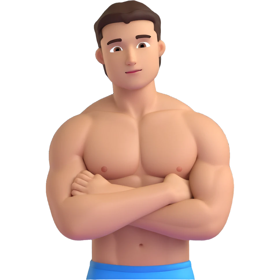 muscular young man's shoulder, shirtless emoji
