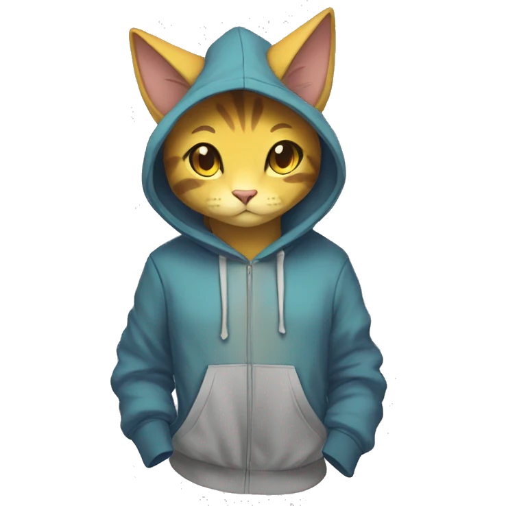 Anthro Sona Fakemon feline with a hoodie Full Body emoji