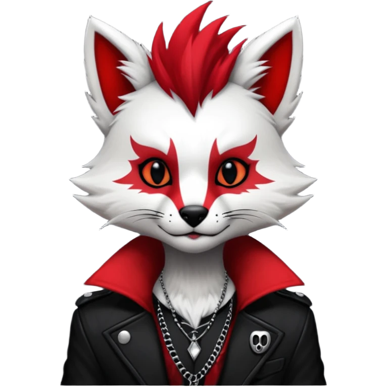 Anthropomorphic Anthro Furry punky gothic black white and red badass cool stylish handsome smexy Animal-furry-fursona emoji