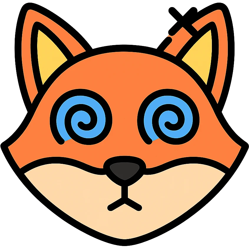 dizzy fox with spiral eyes emoji