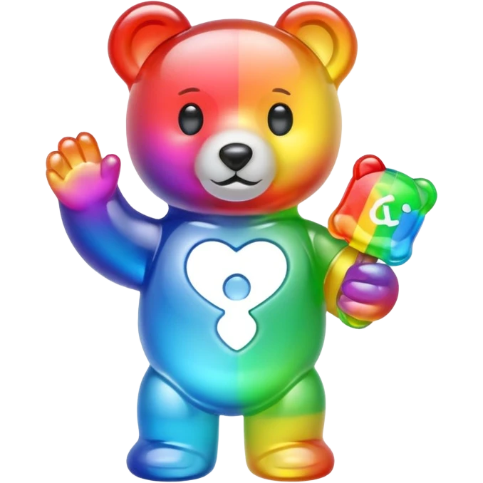 Rainbow Gummybear holding a discord symbol emoji