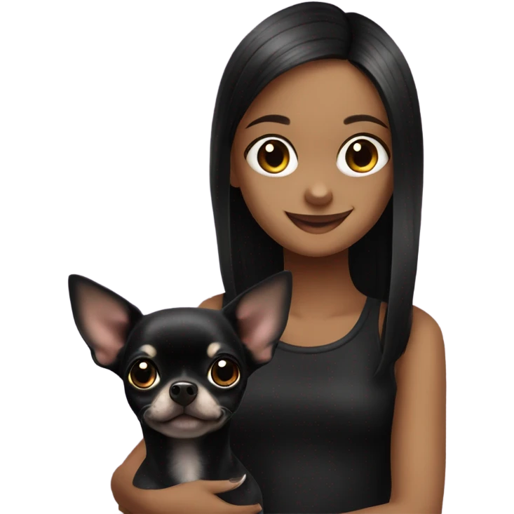 Cute black chihuahua with cute girl emoji