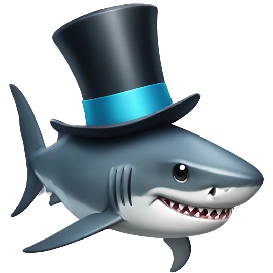 Shark with a top hat emoji