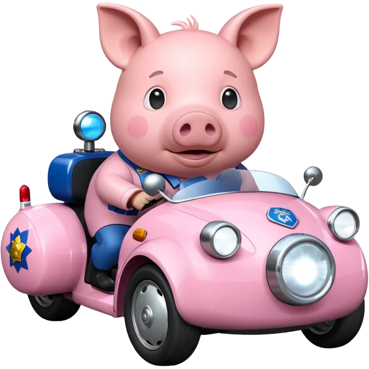 Three wheeler car - looks like a pig with a police light emoji