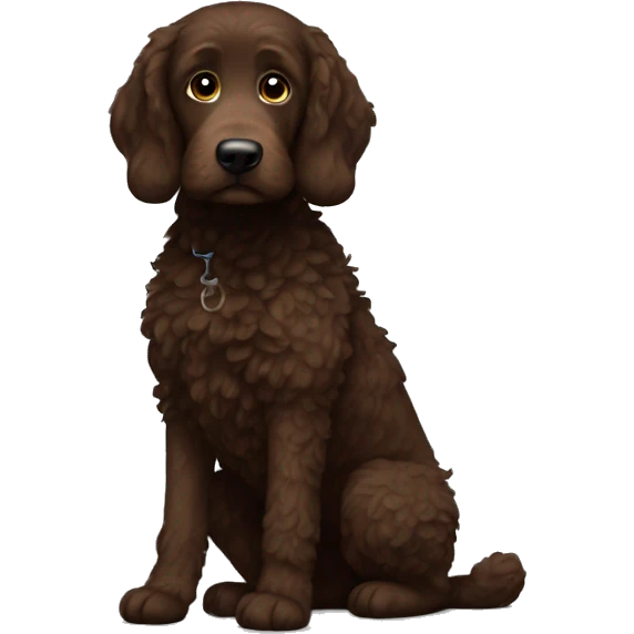Dark brown doodle missing a front leg emoji