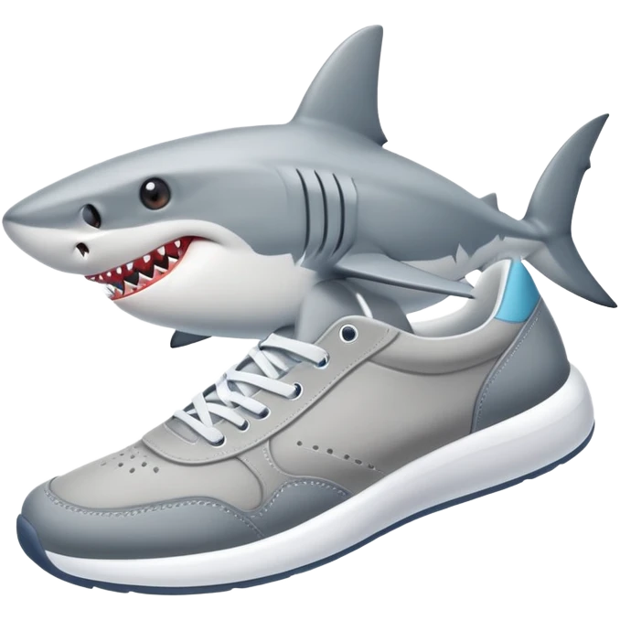 Un tiburón con tenis emoji