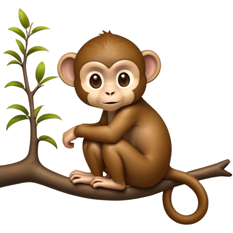 cinematic-monkey-realistic-full-body-sitting-emoji,-slim-agile-frame-poised-on-a-branch,-long-tail-curled-slightly,-head-tilted-dramatically,-warm-brown-fur-soft-and-fluffy,-bright-playful-eyes-exuding-mischief,-simplified-yet-realistic-focused-features,-highly-detailed,-glowing-with-an-almost-sarcastic-glow emoji