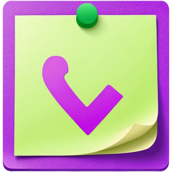 purple post-it note with green checkmark emoji