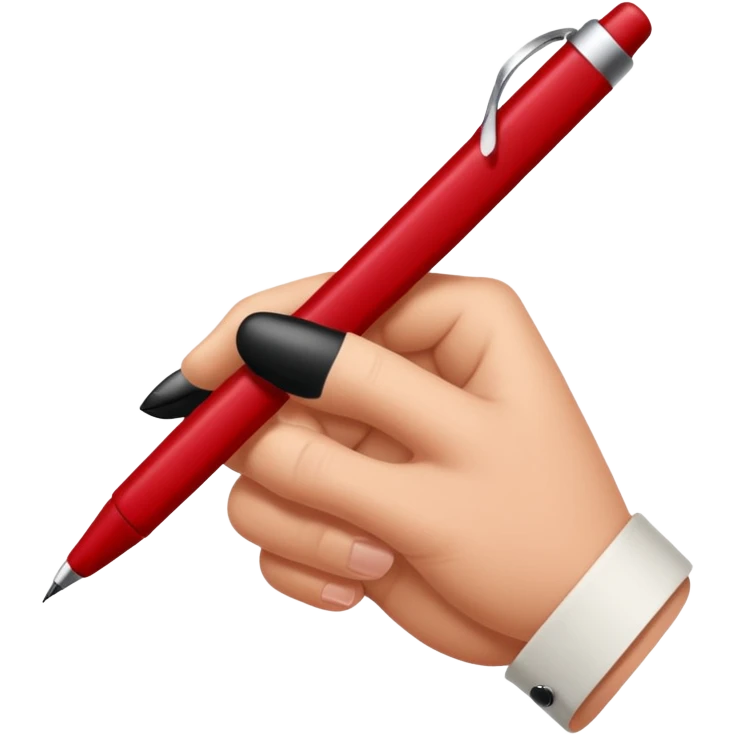 the hand writes with a dark red pen emoji