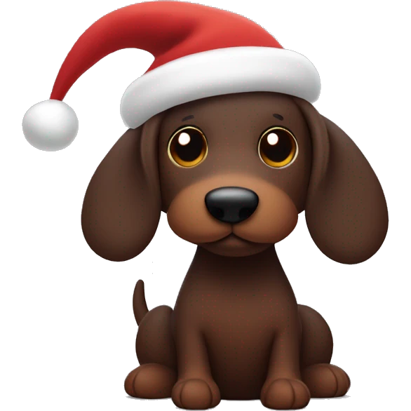Dark brown Jellycat sausage dog with Christmas hat  emoji