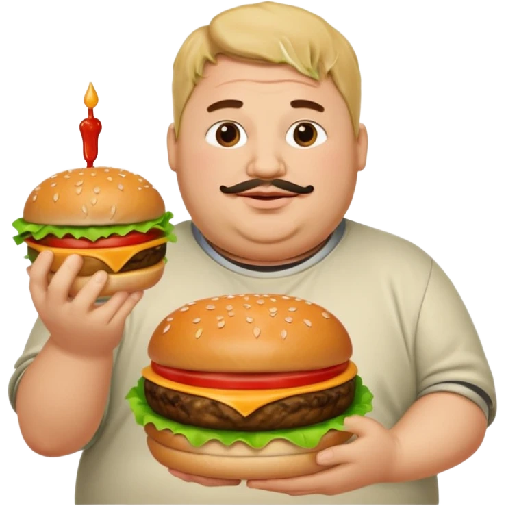 fat guy holding burger emoji