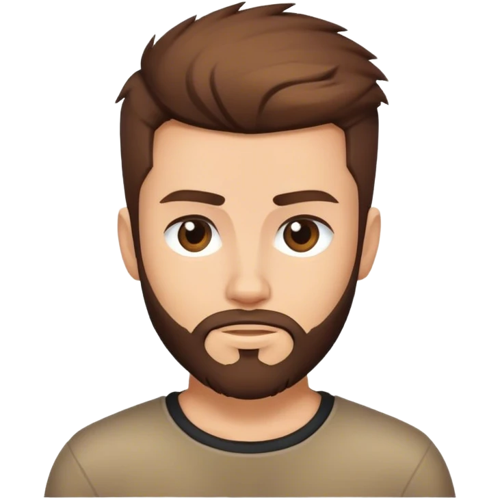 Trendy haircut Caucasian boy beard edgy brown hair emoji