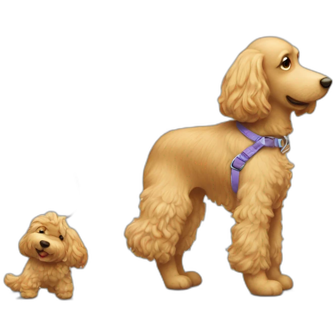 side profile of doodle on a leash going for a walk emoji