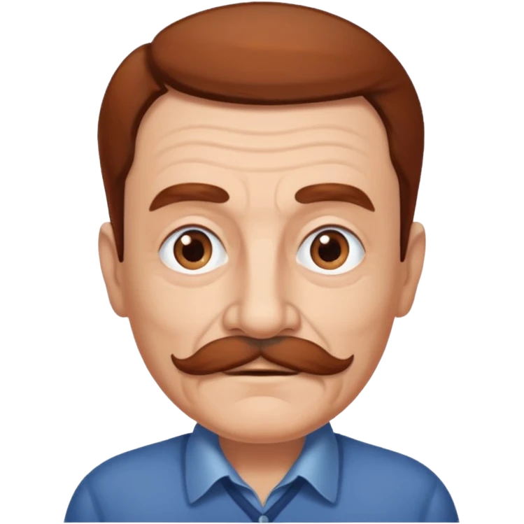 An elderly man with neatly styled reddish-brown hair, thick eyebrows, brown eyes, and a white mustache. emoji