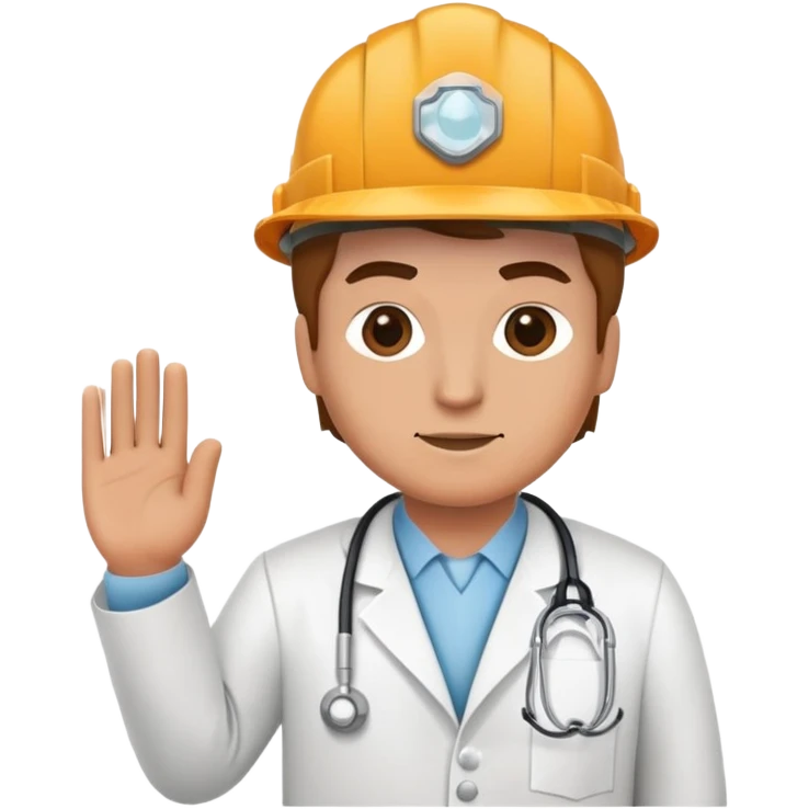 Brick mason wearing a hard hat but in a doctors gown emoji emoji