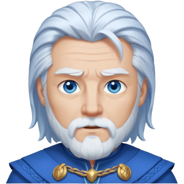 Odin with blue eyes, white hair, blue outfit emoji