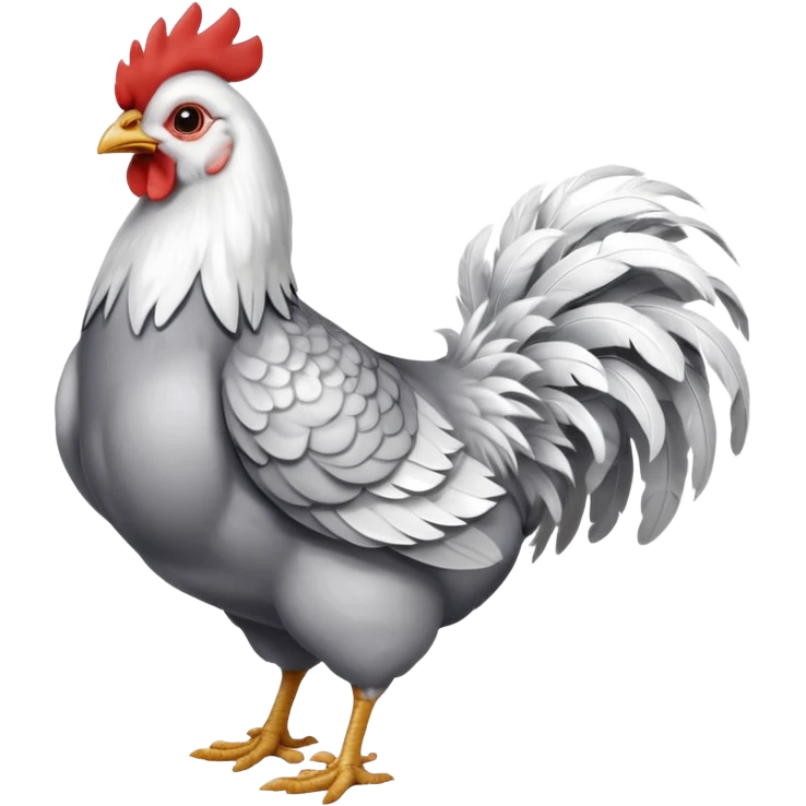 full body silver and white chicken emoji