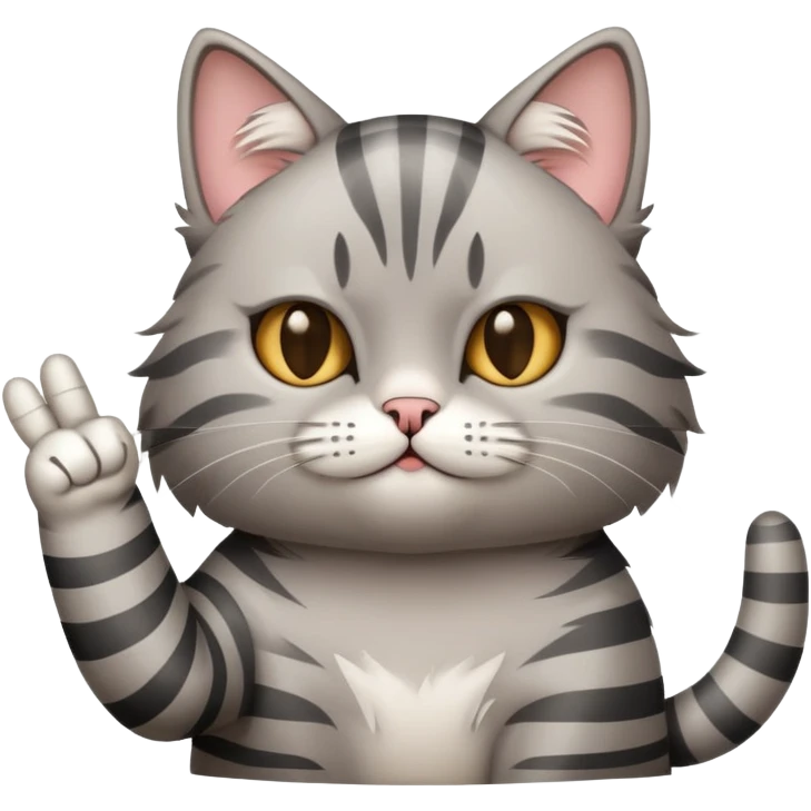 Grey stripped cat middle finger emoji