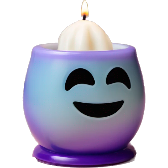 Wax melter with wax melts in it with tealight candle underneath emoji