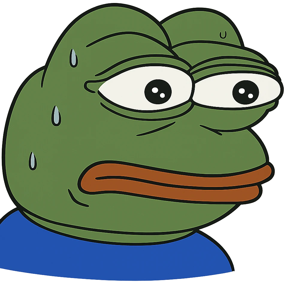 pepe the frog with a worried expression emoji