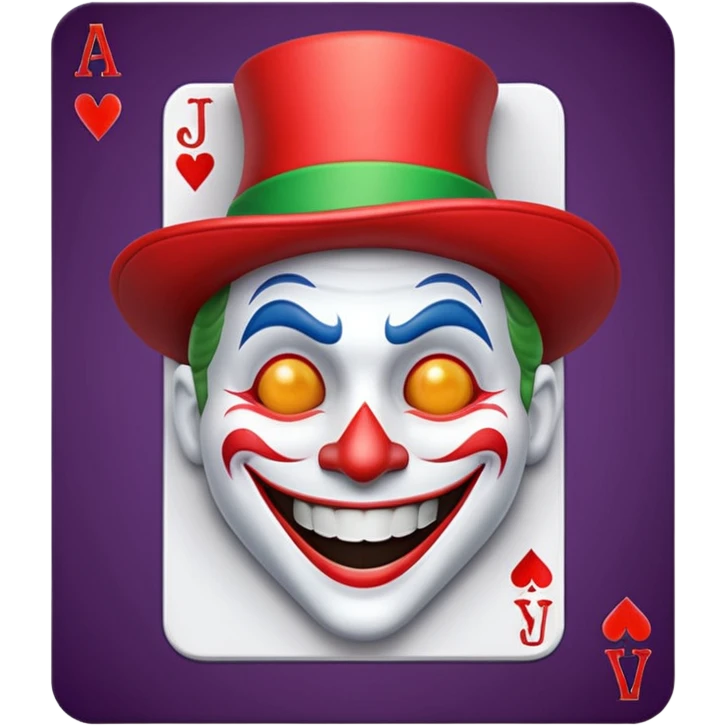 poker card with a crazy jolly joker emoji