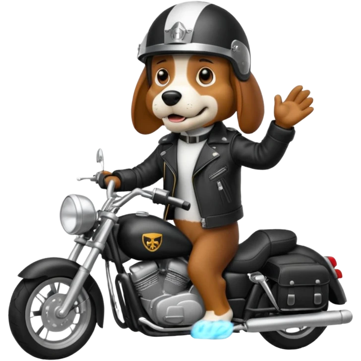 mad bassett hound on a motorcycle emoji