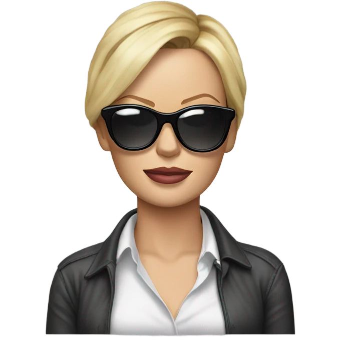 ultra realistic charlize theron wearing shirt and glasses  emoji