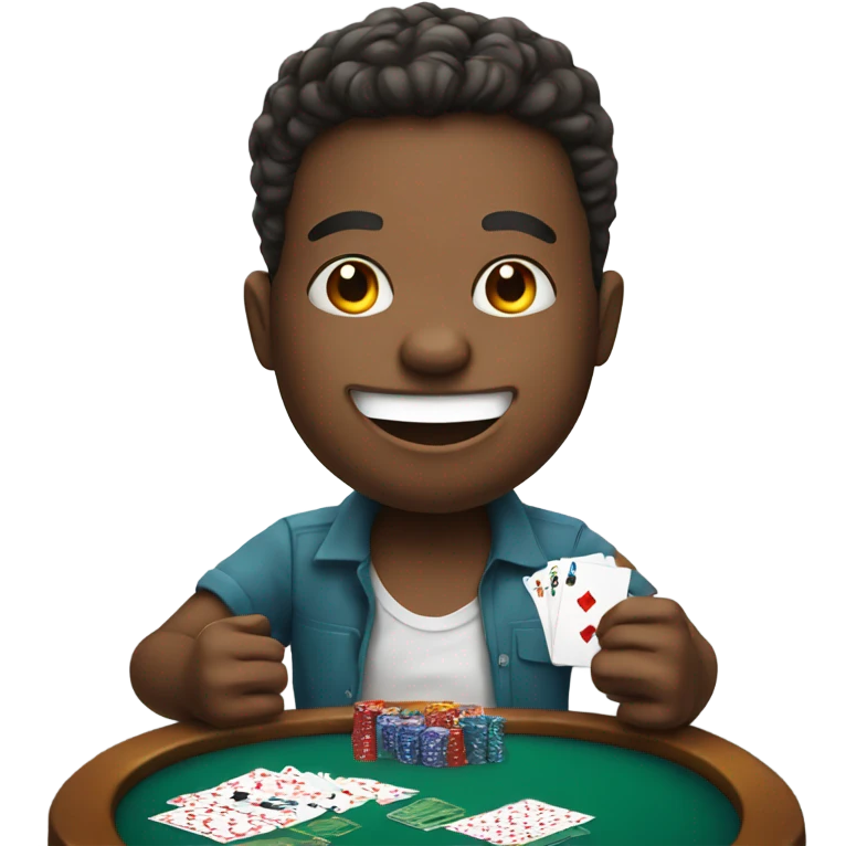 smiling boy playing poker emoji