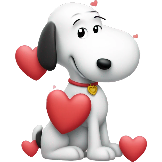 snoopy with hearts emoji