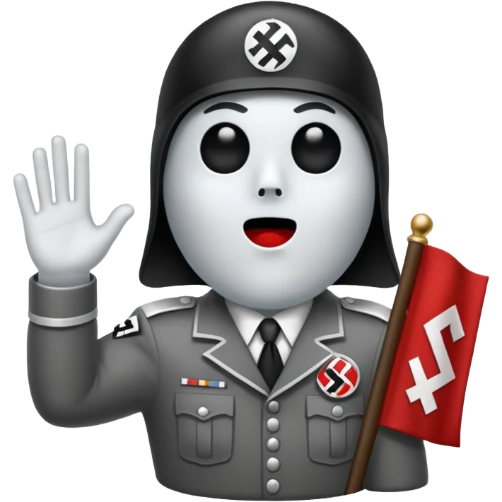 A ghost siéging heil with nazi band on arm emoji