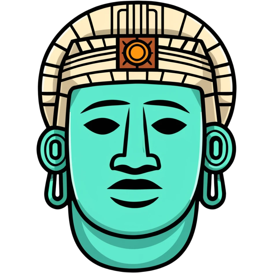 Ancient Toltec colossal stone head with stern expression emoji