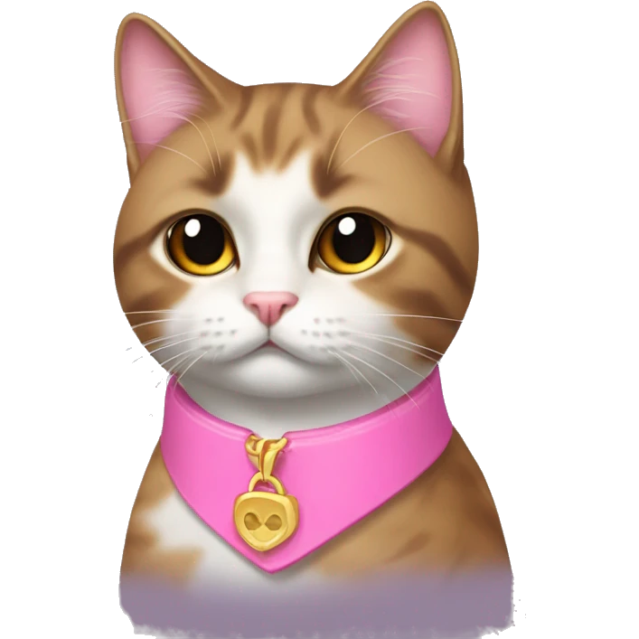 Gato persa con collar rosa emoji