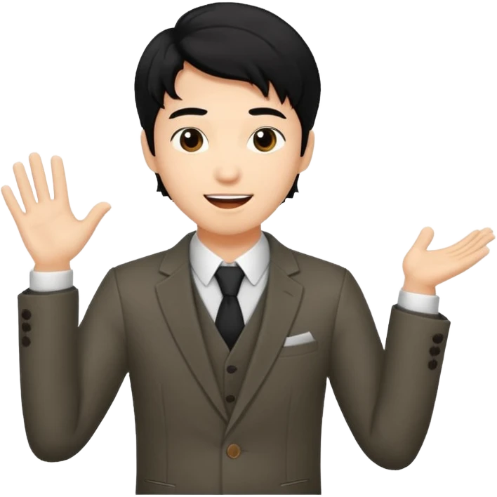 Asian guy wavy hair, dressed stylish, demure but excited for date tonight  emoji