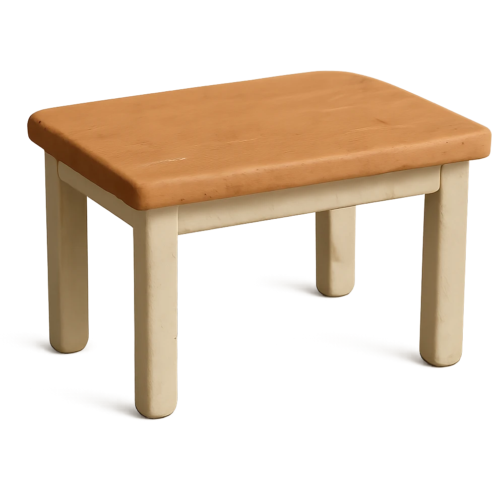 rectangle kitchen table with white legs and light wood top in matte plasticine claymation style with visible fingerprints and pastel colors emoji