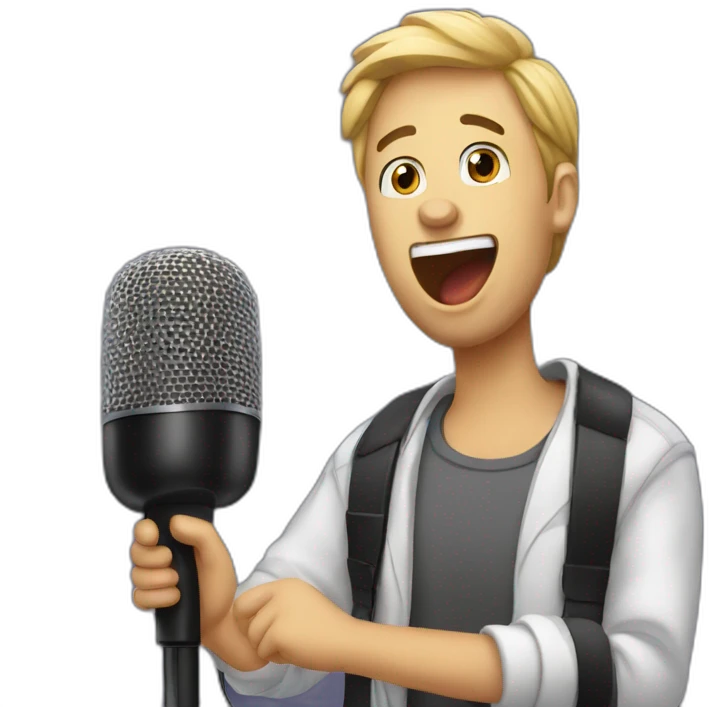 singing guy with microphone at concert emoji