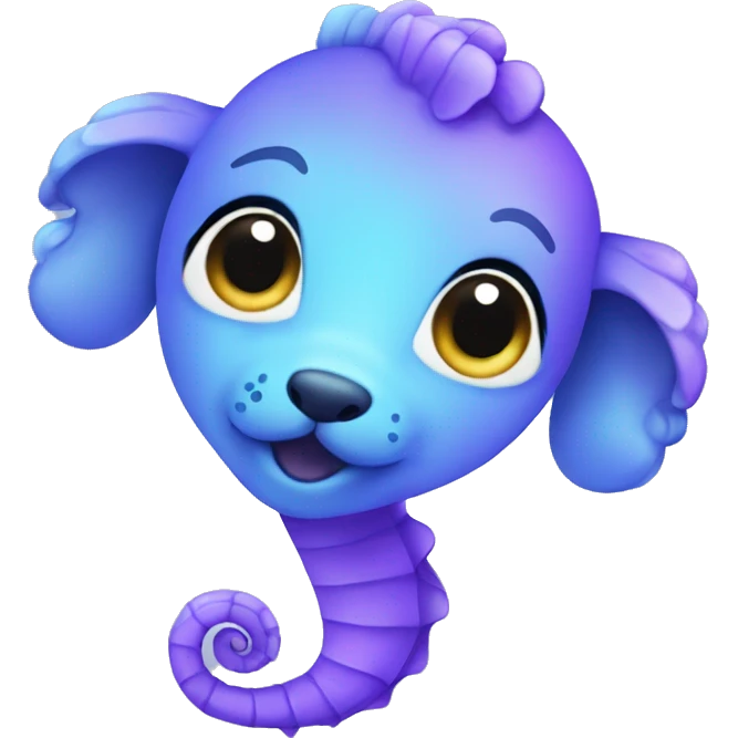 Purple-blue seahorse mixed with a puppy emoji