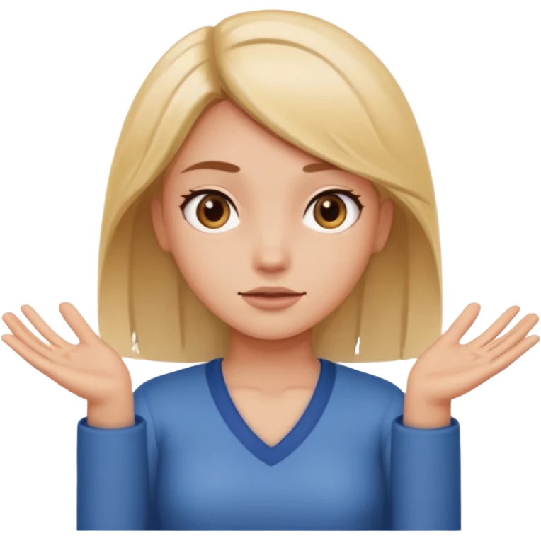 A girl shrugging his shoulders with a 6 above his left hand and a 7 above his right hand. emoji